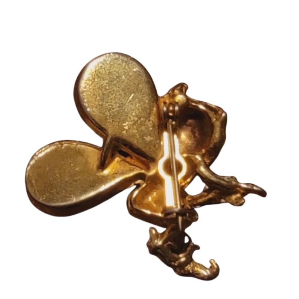 Vintage brooch fairy imp sprite wings faux pearls pin